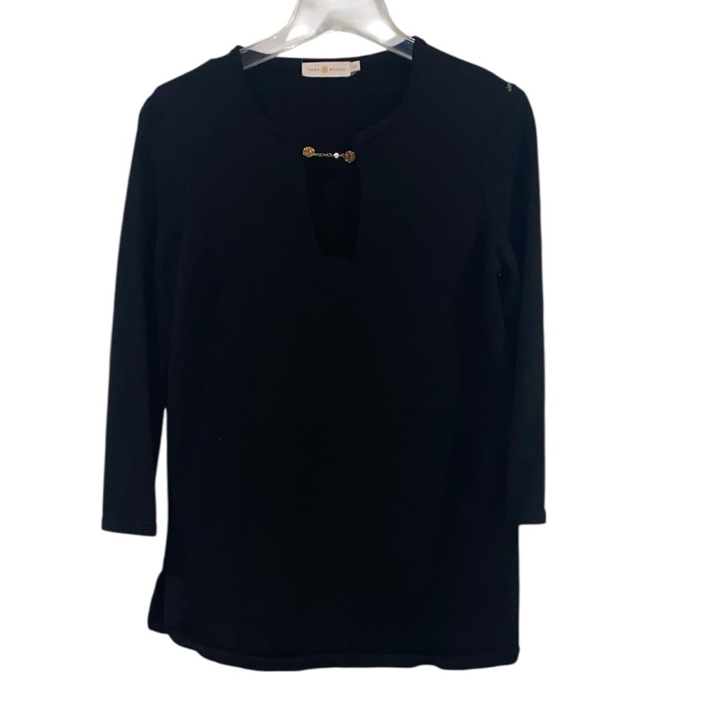 Tory Burch Black 100% Merino Wool Sweater Size Large